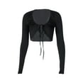 thumbnail image 4 of Liacowi Women Long Sleeve Cropped Top Long Sleeve Tie Up Slim Low Cut T-shirt Sexy Streetwear, 4 of 7