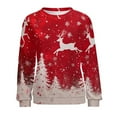 thumbnail image 4 of Womens Christmas Sweatshirts Fashion Xmas Printed Crewneck Long Sleeve Blouses Fall Casual Loose Fit Pullover Tops Red 7 XXL, 4 of 5