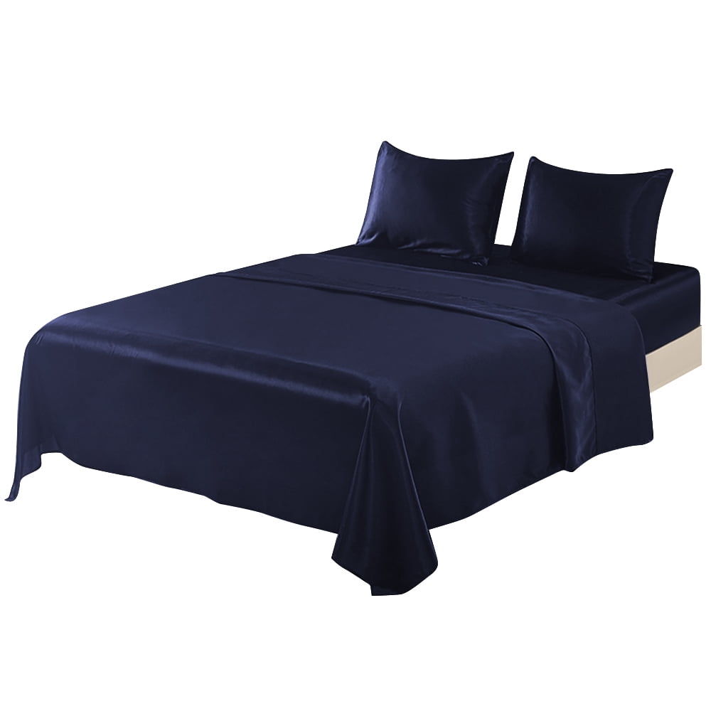 4 Piece Satin Silk Sheet Set Deep Pocket Twin Full Queen King Bed Sheet