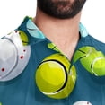 thumbnail image 5 of Tennis Men's Short Sleeve Spread Collar Poplin Button Down Casual Printed Summer Beach Unisex Shirts, 5 of 6
