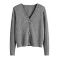 thumbnail image 4 of 2025 Women's Cardigan,Women's Autumn And Winter Long Sleeve V Neck Soft Knit Solid Color Cardigan, 4 of 4