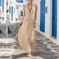 thumbnail image 4 of Women's Sleeveless Summer Maxi Dress, Elegant Ruched Cross Front Swing Wedding Guest Casual Dresses, 4 of 7