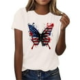 thumbnail image 4 of Womens 4Th Of July Summer Tops for Womens，Summer American Flag Printed T-Shirt Round Neck Tee Short Sleeve Top Retro Dressy Tee Shirts Vacation Beach Party Tunics Blouses 2025 Summer, 4 of 7