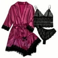thumbnail image 1 of LSLJS Robe Sets for Women, 4-Piece Women Sexy Garter Lingerie Set Robes Lace Bodysuit Deep-V Neck Underwear, 1 of 2