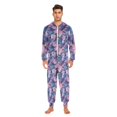thumbnail image 3 of FORMRS Onesies Pajama for Adults Unisex Hoodie Winter Jumpsuit One Piece Sleepwear, Sizes S-2XL, Watercolor Pink Marble Pattern, 3 of 7