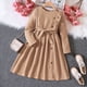 thumbnail image 5 of Gibobby Vestido de Navidad Vestido de otoño-invierno para niña pequeña, vestido suéter de punto de Color sólido de manga larga para niña, vestidos, trajes de falda (Beige, 5-6 años), 5 of 5