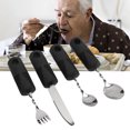 thumbnail image 1 of Weighted Silverware, Arthritic Hands Adaptive Utensil  Easy To Clean Black Handle  for Home Hospital, 1 of 7