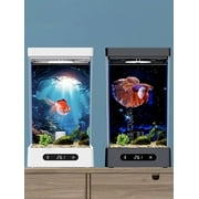 Smart Betta Aquarium with App Control, 1.6L Desktop Tank with LED Lighting & Temperature Control, Heated Mini Tank for Small Fish