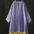 thumbnail image 4 of Blouses for Women Solid Loose Plus Size Long Cotton Texture Dress Shirt Button Down Shirts Casual Tops, 4 of 4