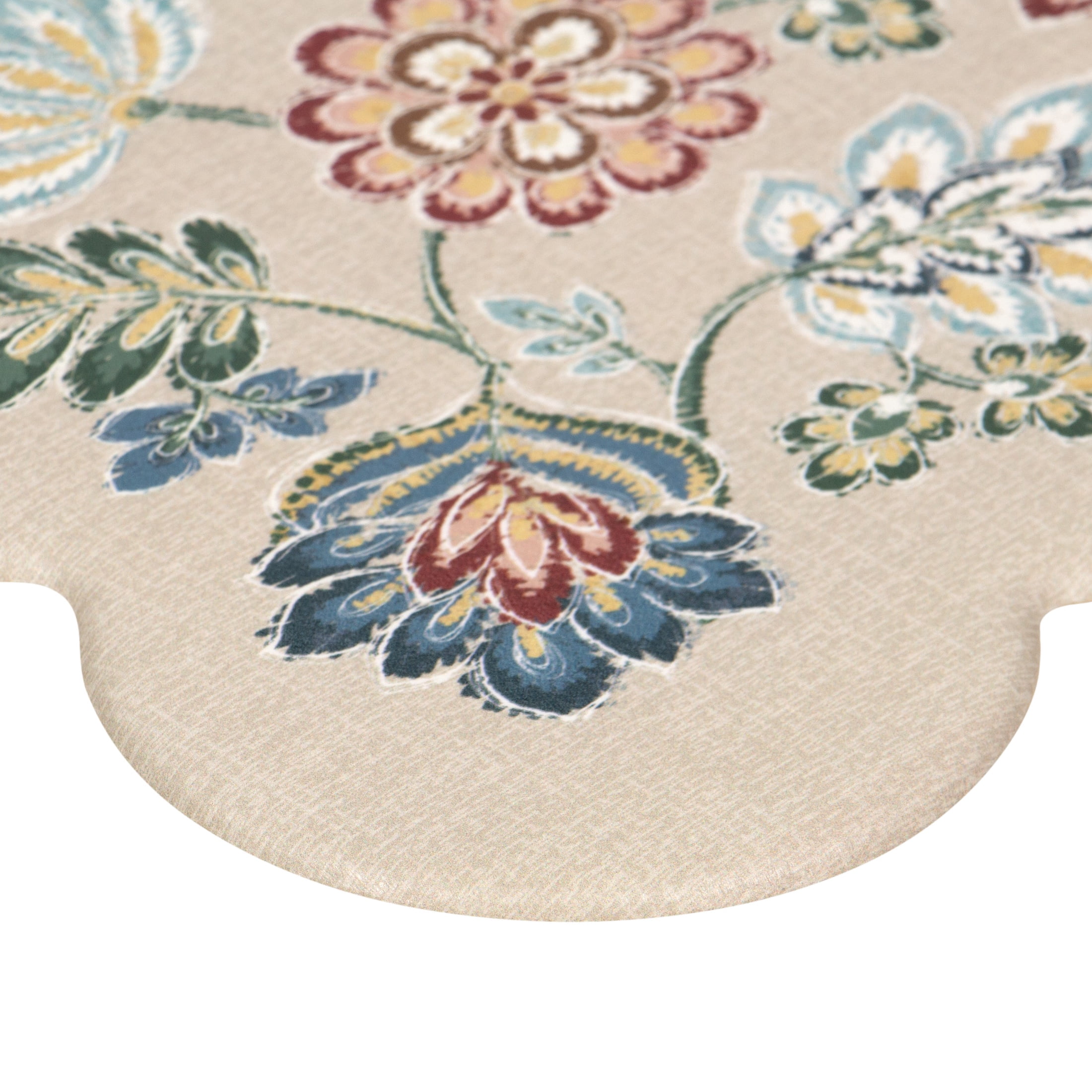 Mainstays Jacobean Scalloped Edge 18 in x 30 in Anti-Fatigue Kitchen Mat, Beige
