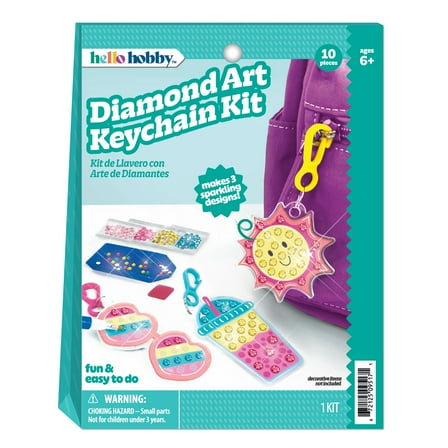 Hello Hobby Diamond Art Keychain Craft Kit, Kids Arts and Crafts