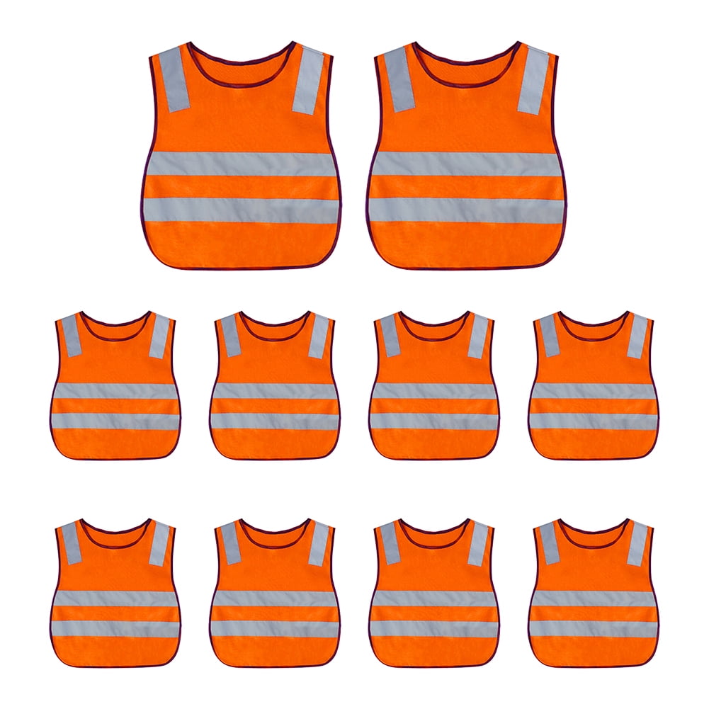 Toptie 10 Pack Child Safety Vest For Outdoors Sports, Traffic Vest