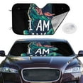 thumbnail image 2 of Haiem Hungry Tyrannosaurus Car Windshield Sun Shade - Blocks UV Rays Sun Visor Protector, Sunshade to Keep Your Vehicle Cool, Universal Fit SUV Van Sedan-Small, 2 of 7