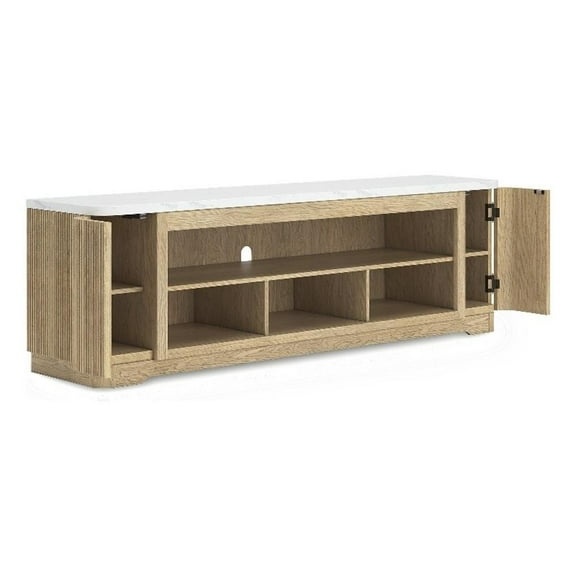 Bowery Hill Contemporary Wood Brown 80" TV Stand for TVs up to 92"