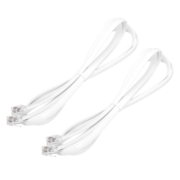 Uxcell 2 Pack Telephone Cord, 4.9ft Phone Cable RJ12 6P6C Male to Male Straight Wired Handset Cord for Home, Office, White