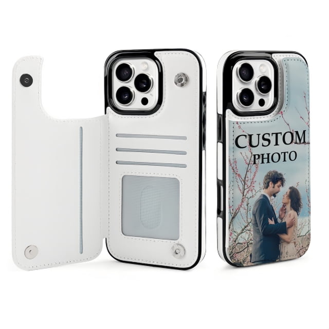 Personalized Custom Photo Phone Case for iPhone 16 Pro Max, Flip Wallet Phone Case with Card Slots, Perfect Gift for Family, Friends, and Couples