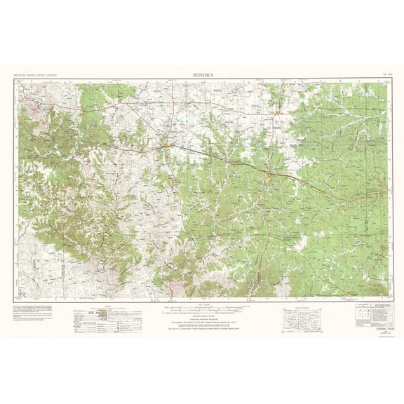 Topographical Map - Sonora Texas Quad - USGS 1954 - 34.06 x 23 - Vintage Wall Art