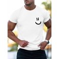 thumbnail image 1 of Camiseta de manga corta con cuello redondo y estampado de cara sonriente para hombre, estilo urbano, para verano y primavera., 1 of 5