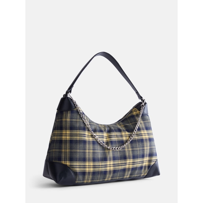 No Boundaries Slouchy Hobo Bag, Yellow Plaid photo 3
