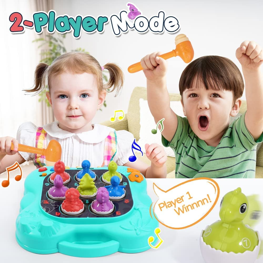 Whack A Dinosaur Game, Learning Toys for Toddlers 1-3, Montessori Toddlers Toys for 1 2 3 4 5 6 Years Old Boys Girls, Birthday Gifts Toys for 1 2 3 4 Year Girls Boys
