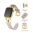 thumbnail image 3 of Wearlizer Leather Band Compatible with Apple Watch Band Women 38mm 40mm 41mm 42mm 44mm 45mm 49mm(Ultra), Dressy Leather Strap with D-Shape Metal Buckle for iWatch Bands Series 8 SE 7 6 5 4 3 2 1, 3 of 7