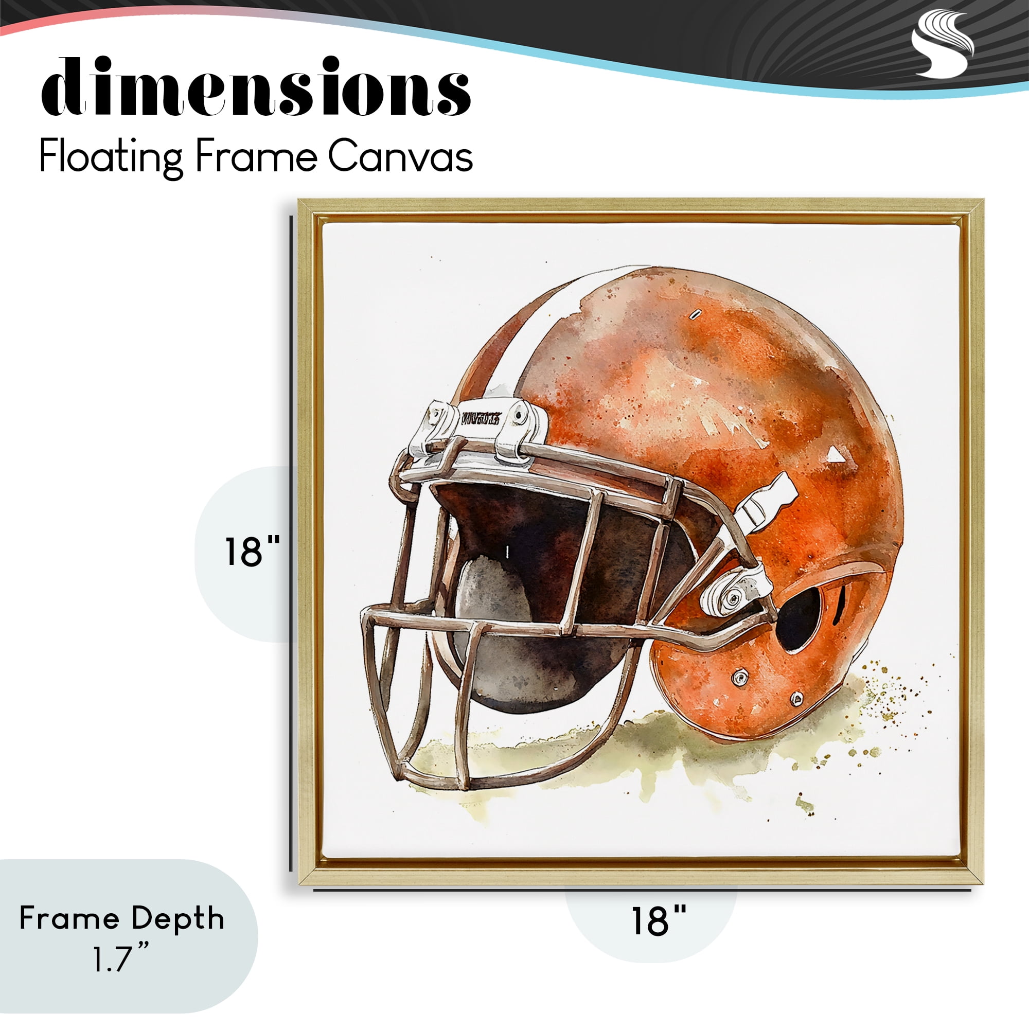 Stupell Industries Red Football Helmet Gold Framed Floater Canvas Wall Art, design by Creative Studio