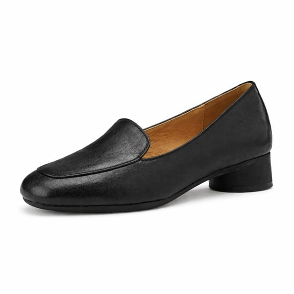 Women Square Toe Loafers Soft Sole Low Heel Slip On Work Dress Shoes
