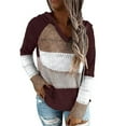 thumbnail image 1 of Women Casual Sweater Rib Knitted Long Sleeve Loose Fitting Pullover Hooded Drawstring Sweater, 1 of 6