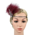 thumbnail image 6 of 1920s Feather Headband Flapper Headpiece Fancy Headdress Fascinator Red, 6 of 7
