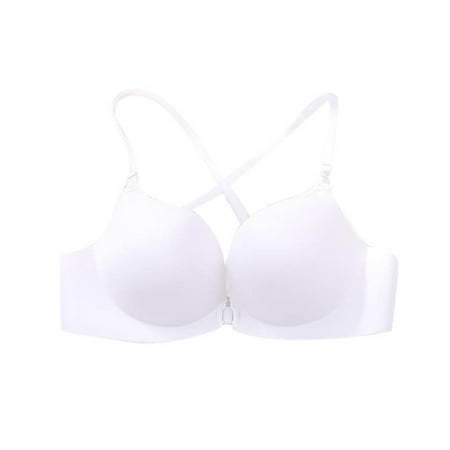 

Bigersell Women Wireless T-Shirt Bra Front Closure Push up Bras without Underwire Comfort Deep V Padded Bralette Everyday Bra Spaghetti Strap Seamless Sport Bra S5-55