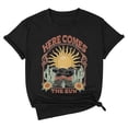 thumbnail image 4 of QHWAUAKFBN T Shirts For Women Graphic Here Comes The Sun Graphic Tees Retro Vintage Hippie Tshirts Top, 4 of 4