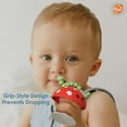 thumbnail image 3 of RaZbaby - Chompy Grip Teether for Infant & Baby 3M+ Silicone Teether Toy with Suction Base and Multi-Texture Design for Teething Relief - Soothes Sore Gums & Easy-to-Hold Teether, BPA Free - Red/Green, 3 of 5