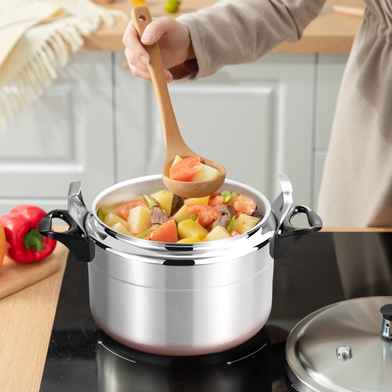 3L Mini Pressure Cooker Aluminum Alloy Lightweight Portable Flat Bottom Pot With Secure Handles For Efficient Home Cooking