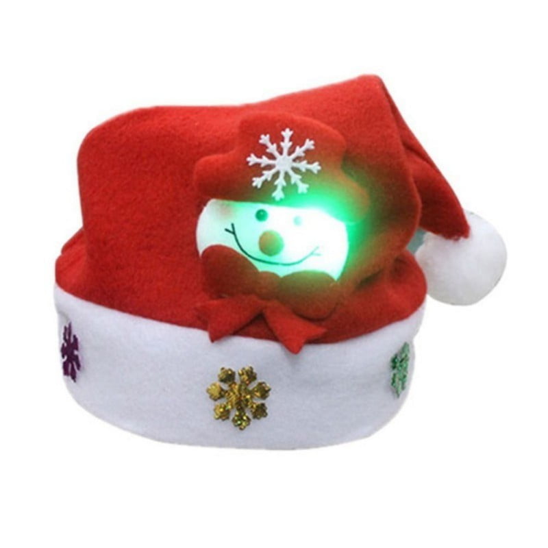 Kids & Adults LED Christmas Hat Santa Claus Elk Snowman Xmas Gift Red Cap Hats 