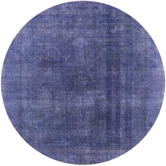 Ahgly Company Machine Washable Indoor Round Industrial Modern Periwinkle Purple Area Rugs, 7' Round