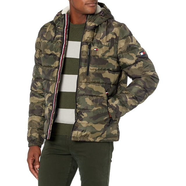 Chaqueta Tommy Hilfiger Puffer para hombre, resistente al agua, camuflaje, talla M