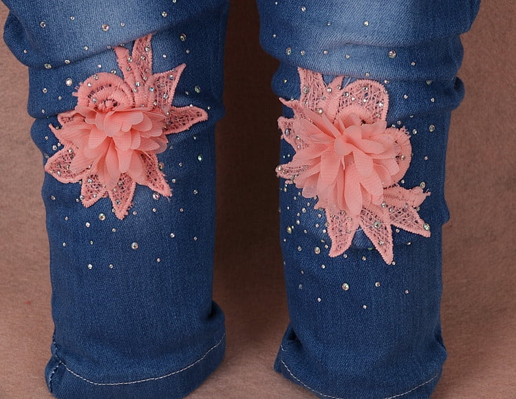 Peaoclate 6M-4Y Spring Autumn Infant Toddler Baby Girl Denim Clothing 3 pcs Sets 3 pcs Casual Outfits Lace Dress Jacket and Jeans,2-3Years,Flower-Orange