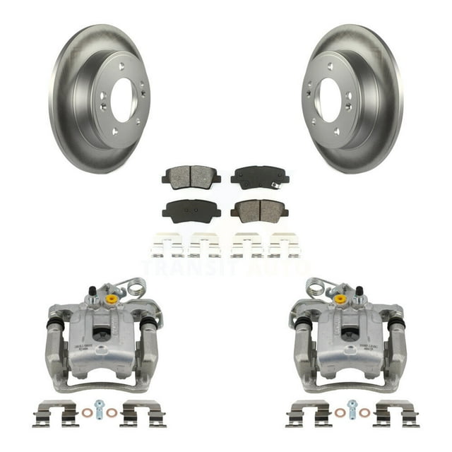 Transit Auto Rear Disc Brake Caliper Coated Rotors and Semi-Metallic Pads Kit for Car Hyundai Elantra Coupe KCG-100294S