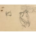 thumbnail image 2 of Pierre Puvis de Chavannes 18x14 Gold Ornate Wood Frame and Double Matted Museum Art Print Titled - Studies of Drapery and Study of a Landscape (Verso) (1800s), 2 of 4