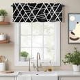 thumbnail image 2 of Modern Themed Valance Curtain Irregular Black Shapes White Lines Pattern Window Valances Rod Pocket Short Curtains Window Treatments for Kitchen Bedroom Bathroom Laundry 42" x 18", 2 of 9