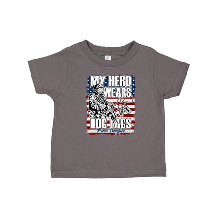 

Inktastic Military Proud Daughter Hero Wears Dog Tags Girls Gift Toddler Toddler Girl T-Shirt