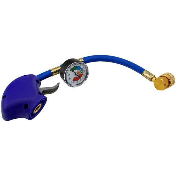 Emzone 1234yf Trigger Hose with Gauge, Brass Can Tap and Low Side Quick Connect