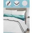 thumbnail image 4 of Teal Ombre Queen Size Down Alternative Comforter, Lightweight Comforter Quilt Bedding Set with Pillow Shams Summer Minimalist Ocean Waves All Seasons Bed Comforter Duvet Insert 90"x96", 4 of 7