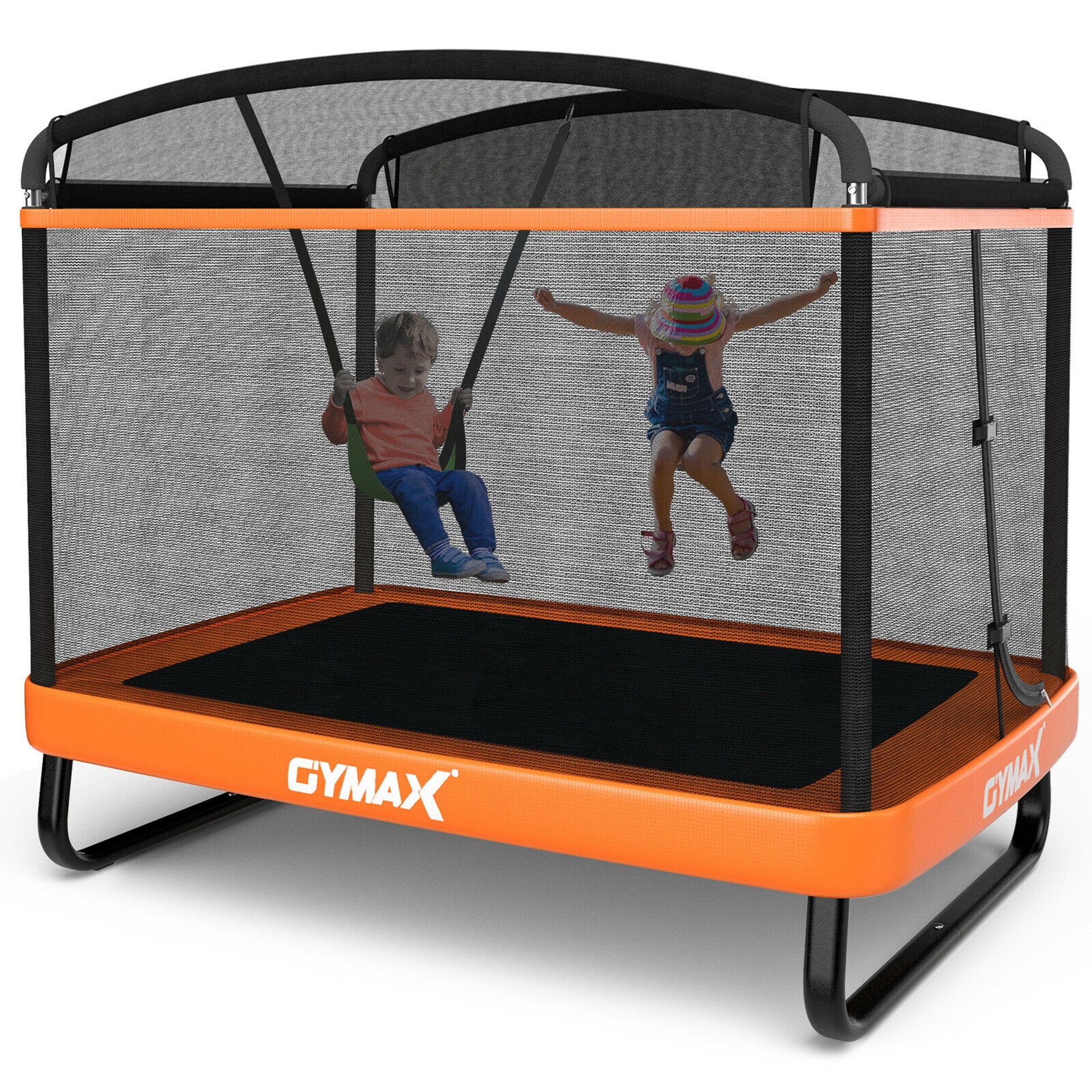 Gymax 6FT Kids Recreational Trampoline W/ Swing Safety Enclosure  Indoor/Outdoor Orange - Walmart.ca