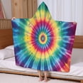 thumbnail image 5 of Colorful Tie Dye Mandala Pattern Hooded Bath Towel，60"x35" for Ages 3 To 12 Kids, Quick Dry Lightweight Soft Microfiber Hood Beach Towel Cover Up for Kids, 5 of 7