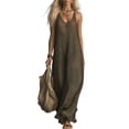 thumbnail image 4 of NMMUED Womens Crochet Sleeveless Dress Casual Summer V Neck Boho Knit Cover Up Beach Vacation Long Tank Dresses Dark Green 3XL, 4 of 6