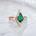thumbnail image 2 of KANISHKAGEMS&JEWELS 9x7MM / 2MM Kite Cut Emerald Bridal Wedding Ring Set CZ Diamond Curved Proposal Band Alternative Fine Women Jewelry May Birthstone Gift For Her, 2 of 5