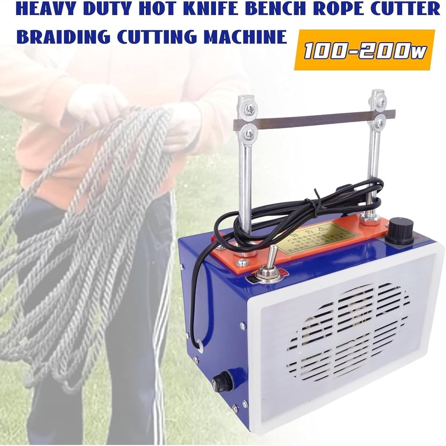 Electric Rope Cutter, Rope Cutter Hot Knife Rope Cutting Machine with 0-800℃ Stepless Temperature Control, Cutting Width:0-10cm, Heat Up Faster & High Efficiency, for Ribbon, Foam, Webbing