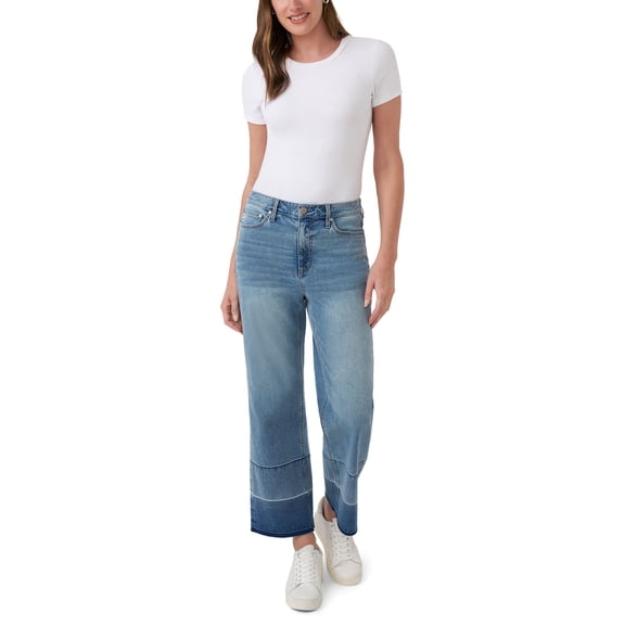 Seven7 Women's Released Hem Wide Leg Jean, Dirty Martini