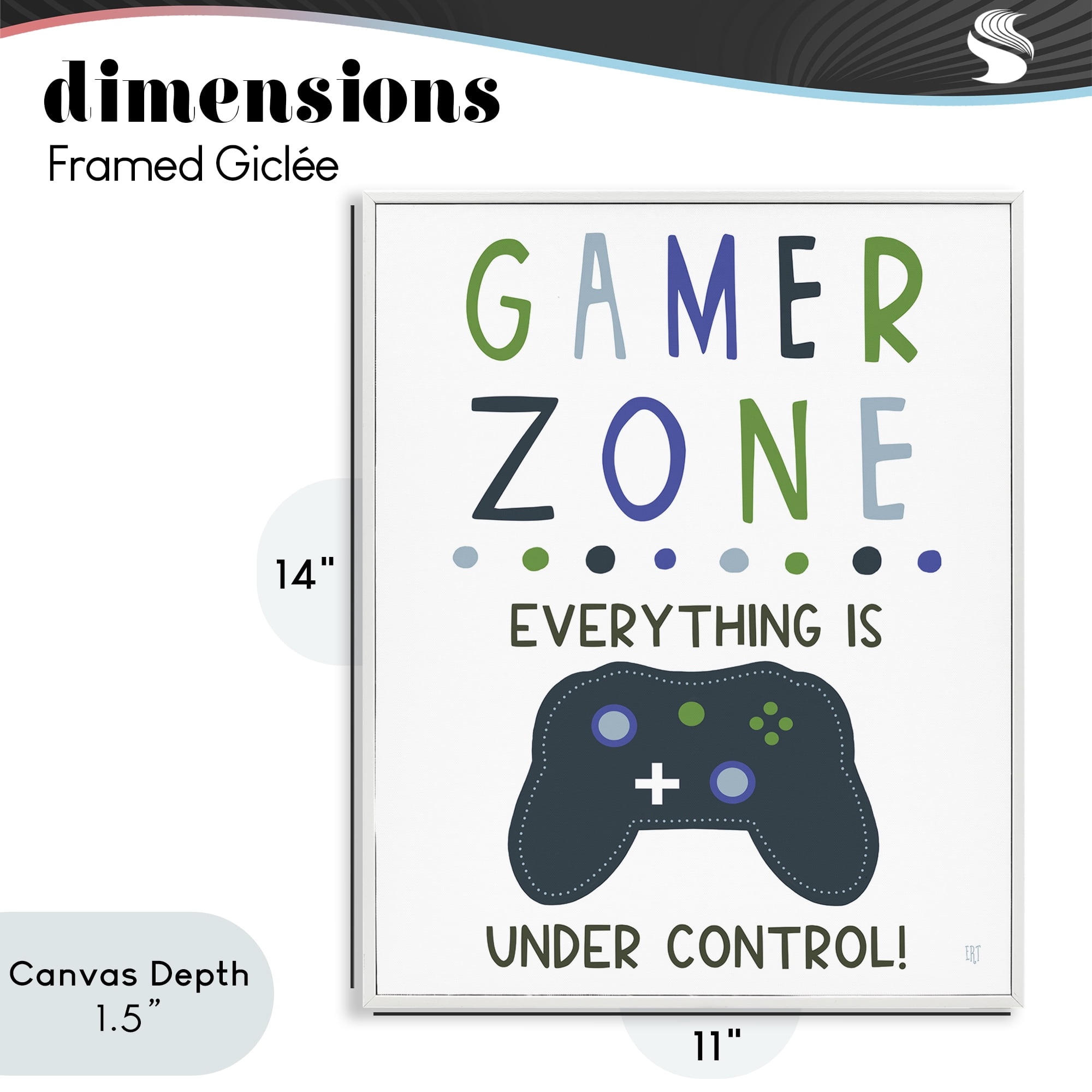 Stupell Industries Everything Under Control Gamer Zone White Framed Giclee Art, design by Elizabeth Tyndall